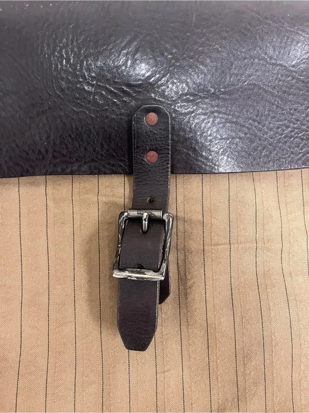 Ralph Lauren Brown Canvas with Dark Brown Leather Messenger Bag